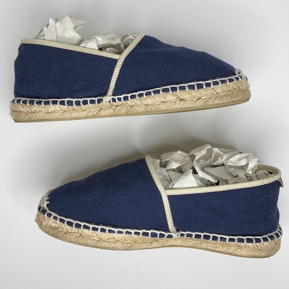 Toni Pons Blue Canvas Espadrilles Tan Trim Slip-On - Picture 2 of 16